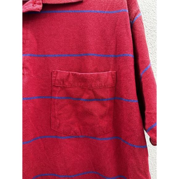 Claybrooke Classic Mens Polo Shirt Size XL Red Striped Short Sleeve Pocket - Picture 3 of 13